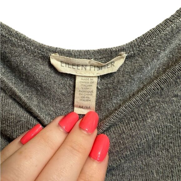 Eileen Fisher Torma Bateau Neck Box Slouchy Sweater Top in Gray Size Medium - Picture 6 of 9